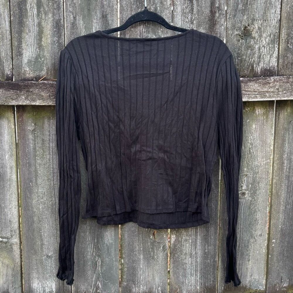 Versona Black‎ Ribbed Tie Front Top XXL - Picture 5 of 5